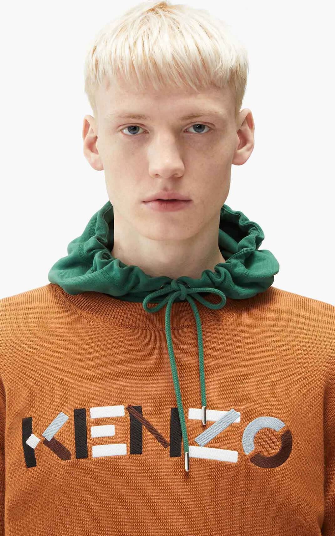 Kenzo Logo merino wool πουλόβερ ανδρικα καφε | GR045523